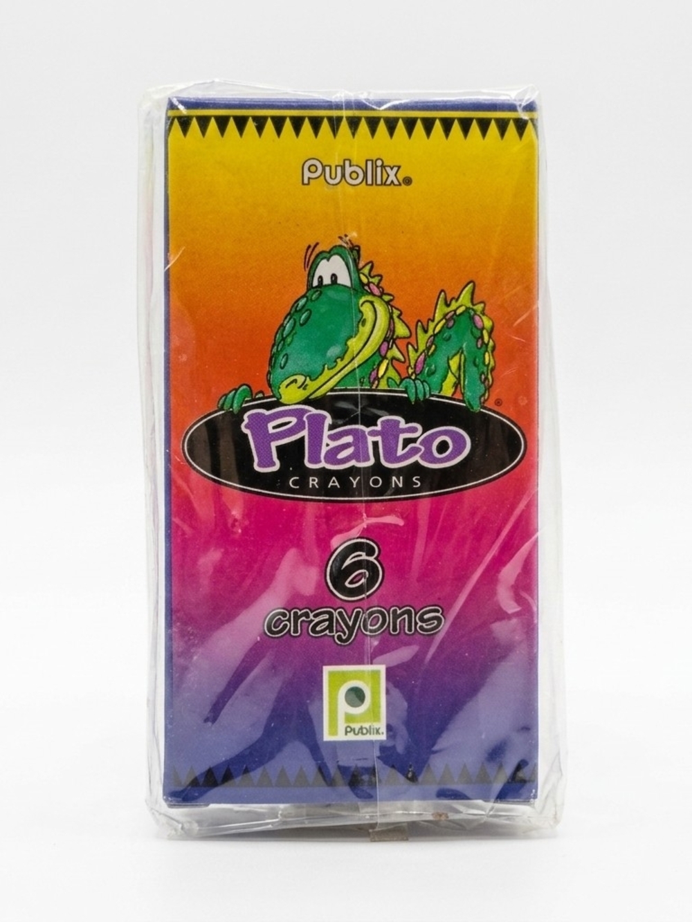 Vintage Publix Plato The Dinosaur Sealed 6 Pack Crayons